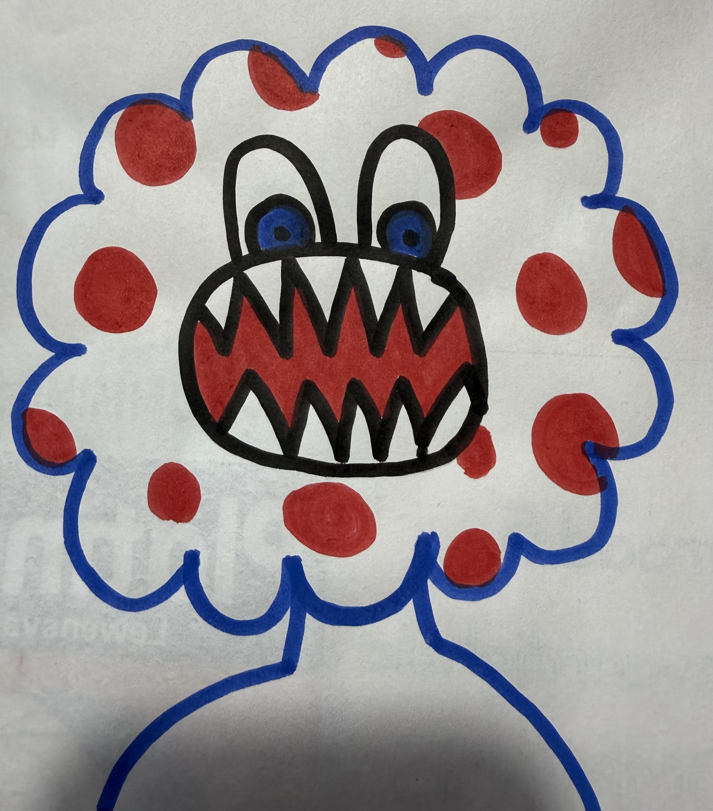 Original drawing — Blue fluffy monster